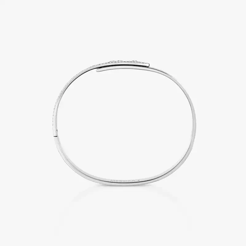 Move Noa Ciselé半密镶手镯大尺寸版 White Gold Diamond For Him Bracelet 14556-WG