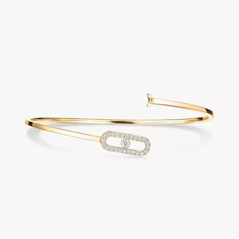 Move Uno密镶钻石弹性细手镯 Yellow Gold Diamond For Her Bracelet 11134-YG