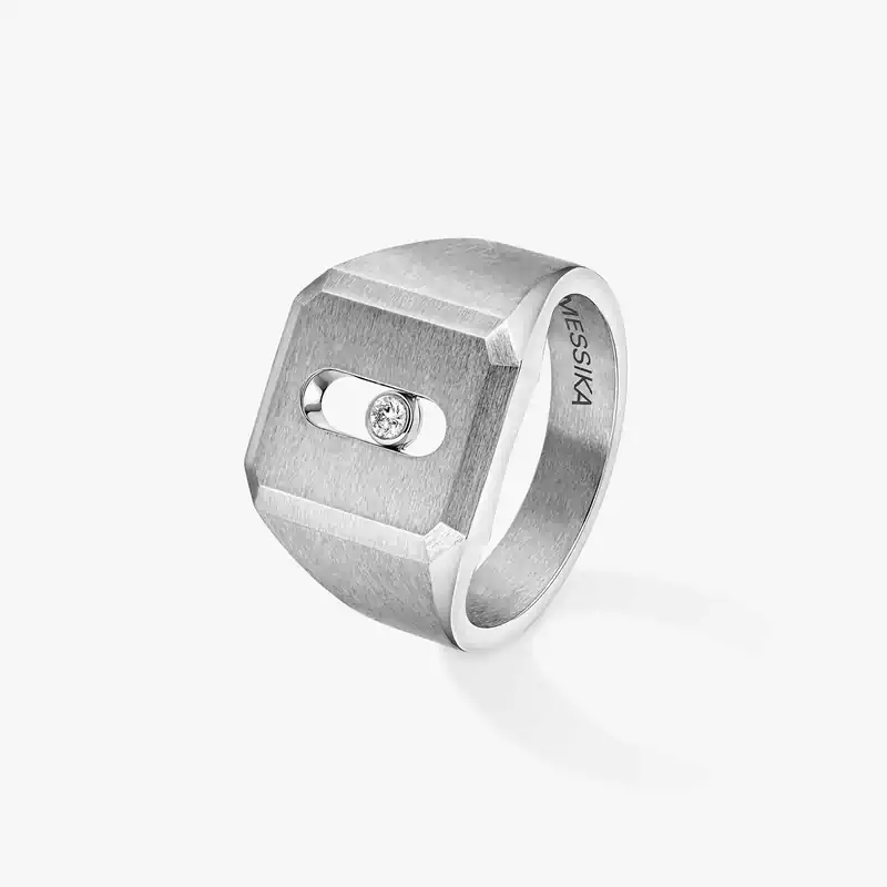 Move Titanium天然钛金印章戒指 Natural Titanium Diamond For Him Ring 13771-TN