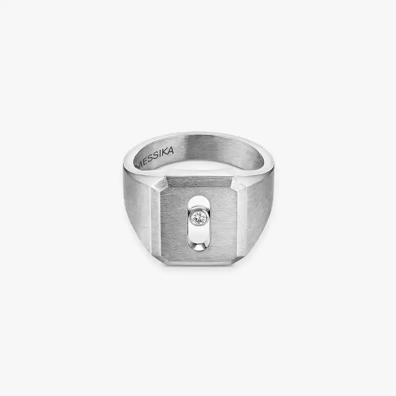 Move Titanium天然钛金印章戒指 Natural Titanium Diamond For Him Ring 13771-TN