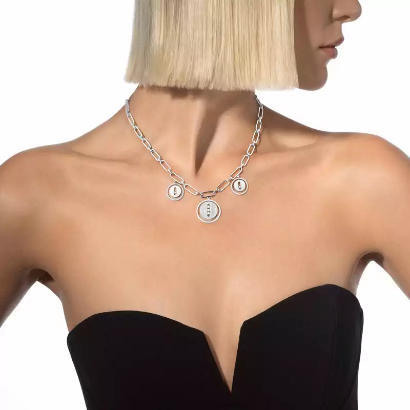 Collier Femme Or Blanc Diamond Choker Lucky Move Charms 11972-WG