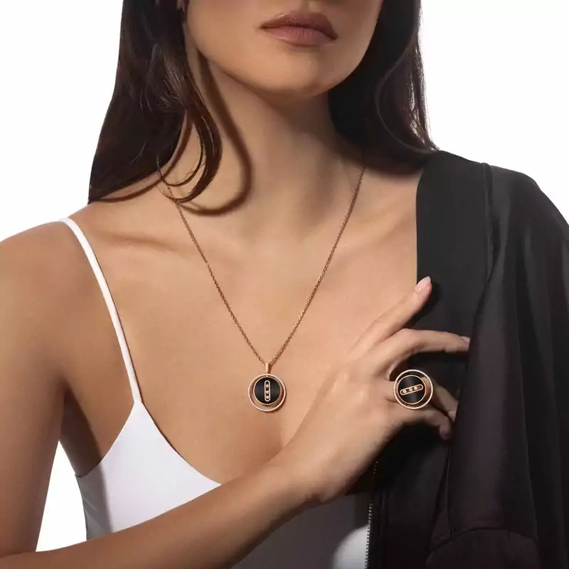 Lucky Move缟玛瑙玫瑰金中号款 玫瑰金 钻石  她的珍礼 项链 10838-PG