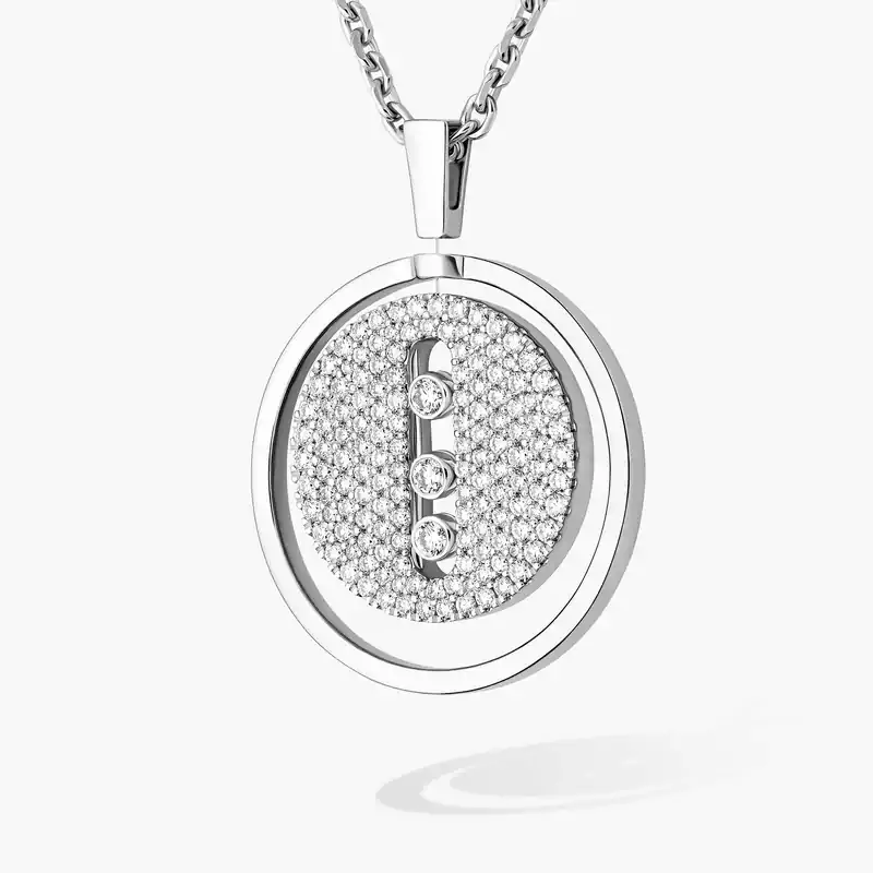 Lucky Move系列密镶钻石中号款 白金 钻石  她的珍礼 项链 07395-WG