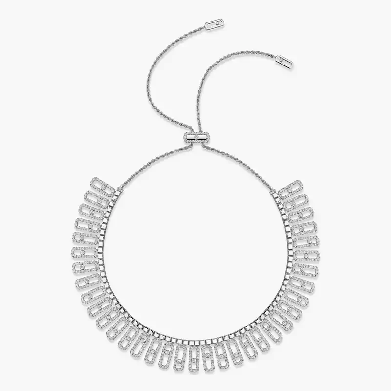 Collier Femme Or Blanc Diamant Move Iconica Pavé 12699-WG