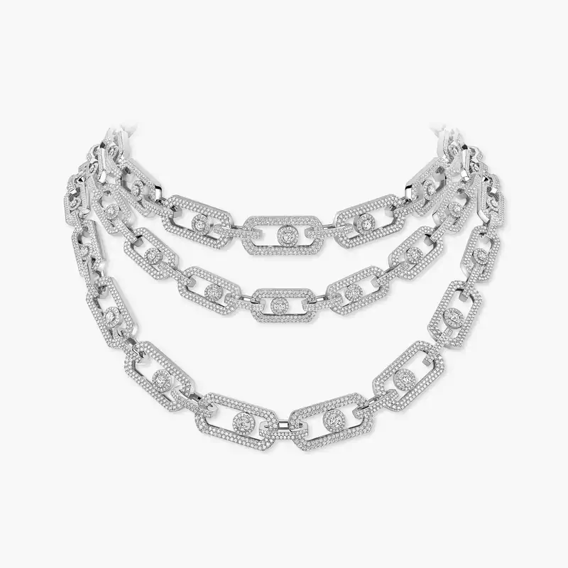 So Move 3-row Pavé White Gold For Her Diamond Necklace 13751-WG