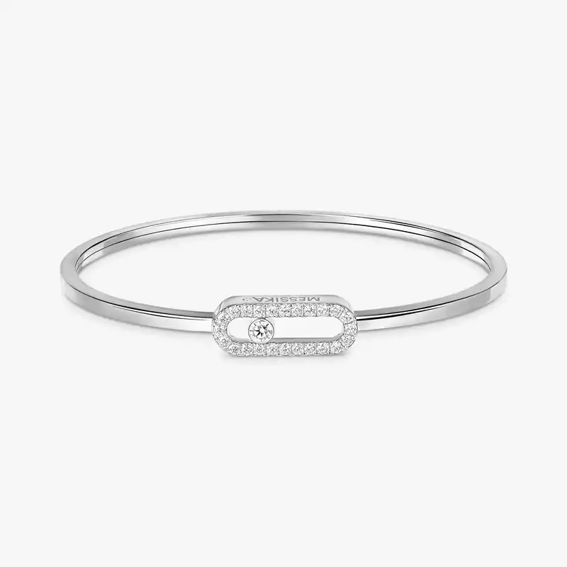 Move Uno密镶钻石弹性细手镯 中号款 White Gold Diamond For Her Bracelet 12057-WG
