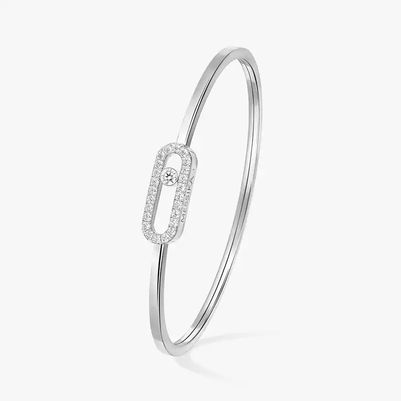 Move Uno密镶钻石弹性细手镯 中号款 White Gold Diamond For Her Bracelet 12057-WG