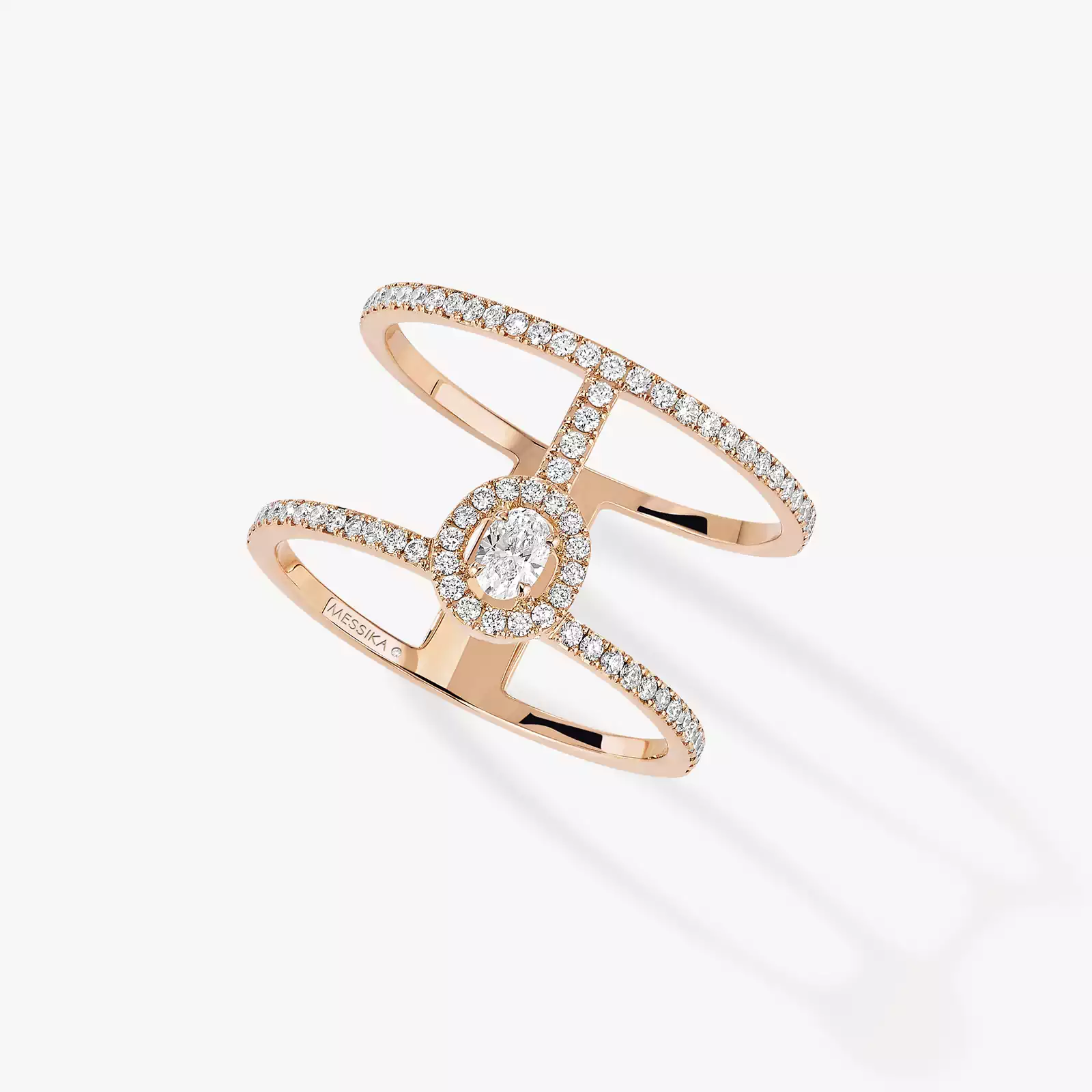 Glam'Azone密镶双圈 Pink Gold Diamond For Her Ring 05237-PG