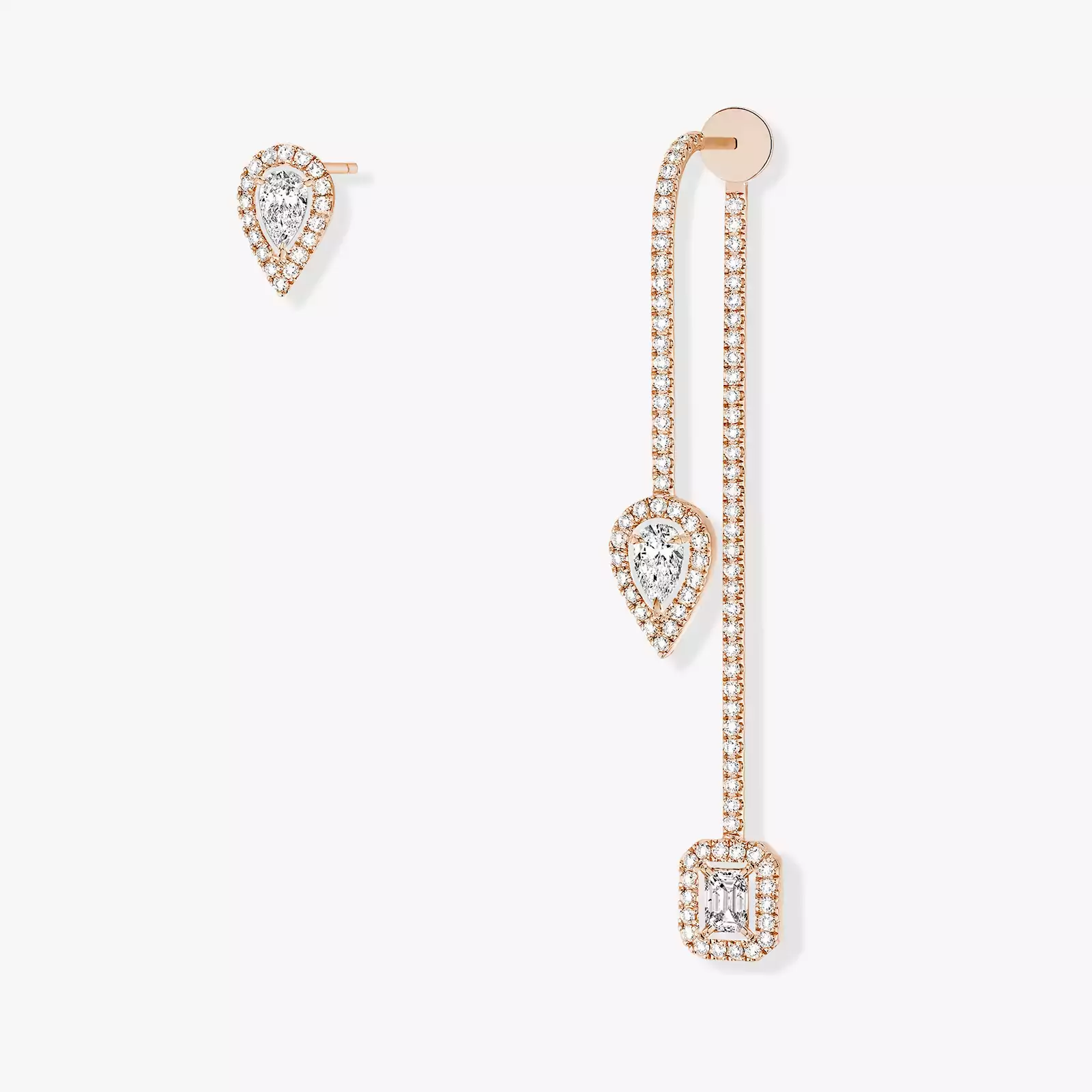 イヤリング 女性への ピンクゴールド ダイヤモンド  ペンダント イヤリング マイ ツイン パヴェ ピュス 3x0.10ct 07224-PG