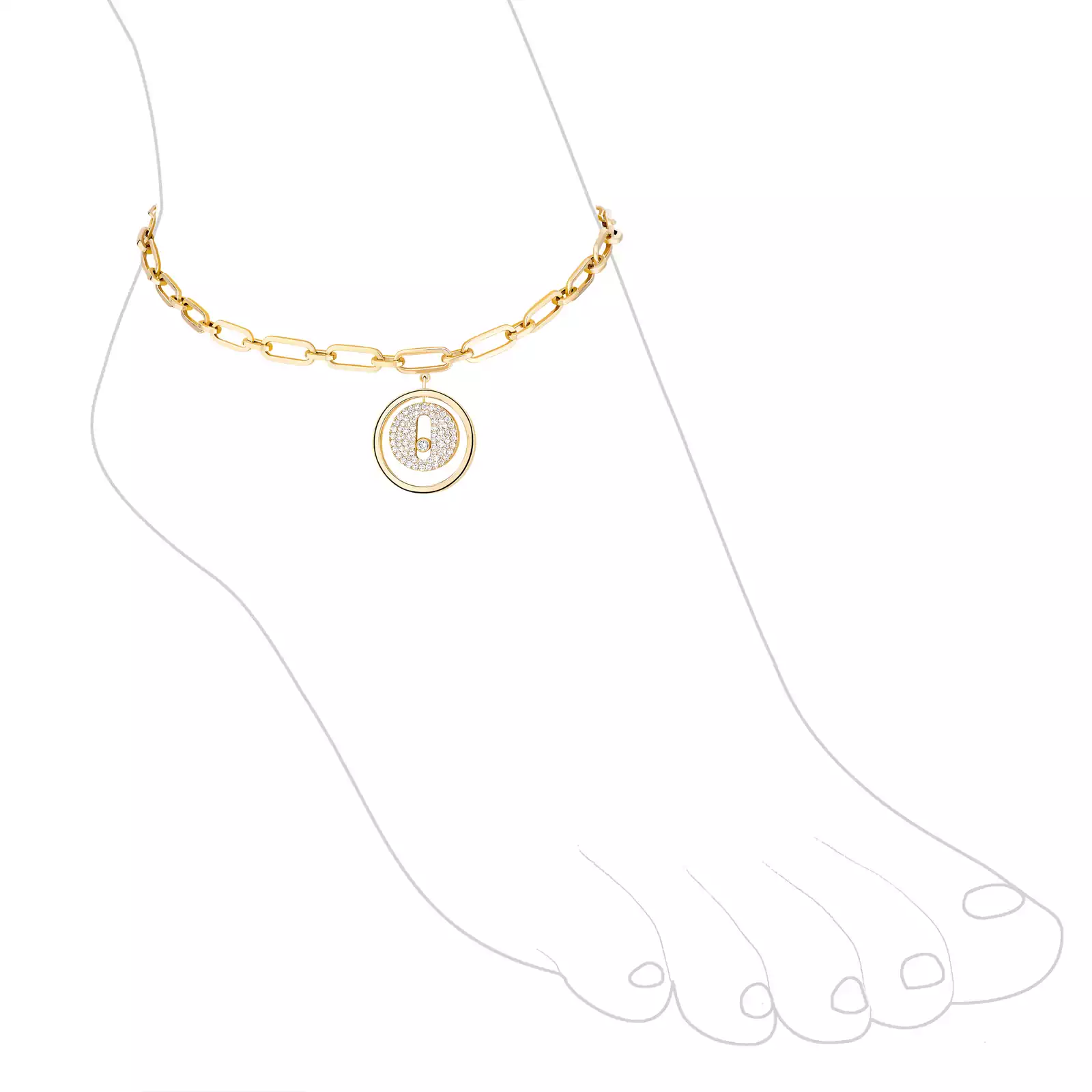 Lucky Move Diamond Pavé Ankle Bracelet Yellow Gold For Her Diamond Bracelet 12151-YG