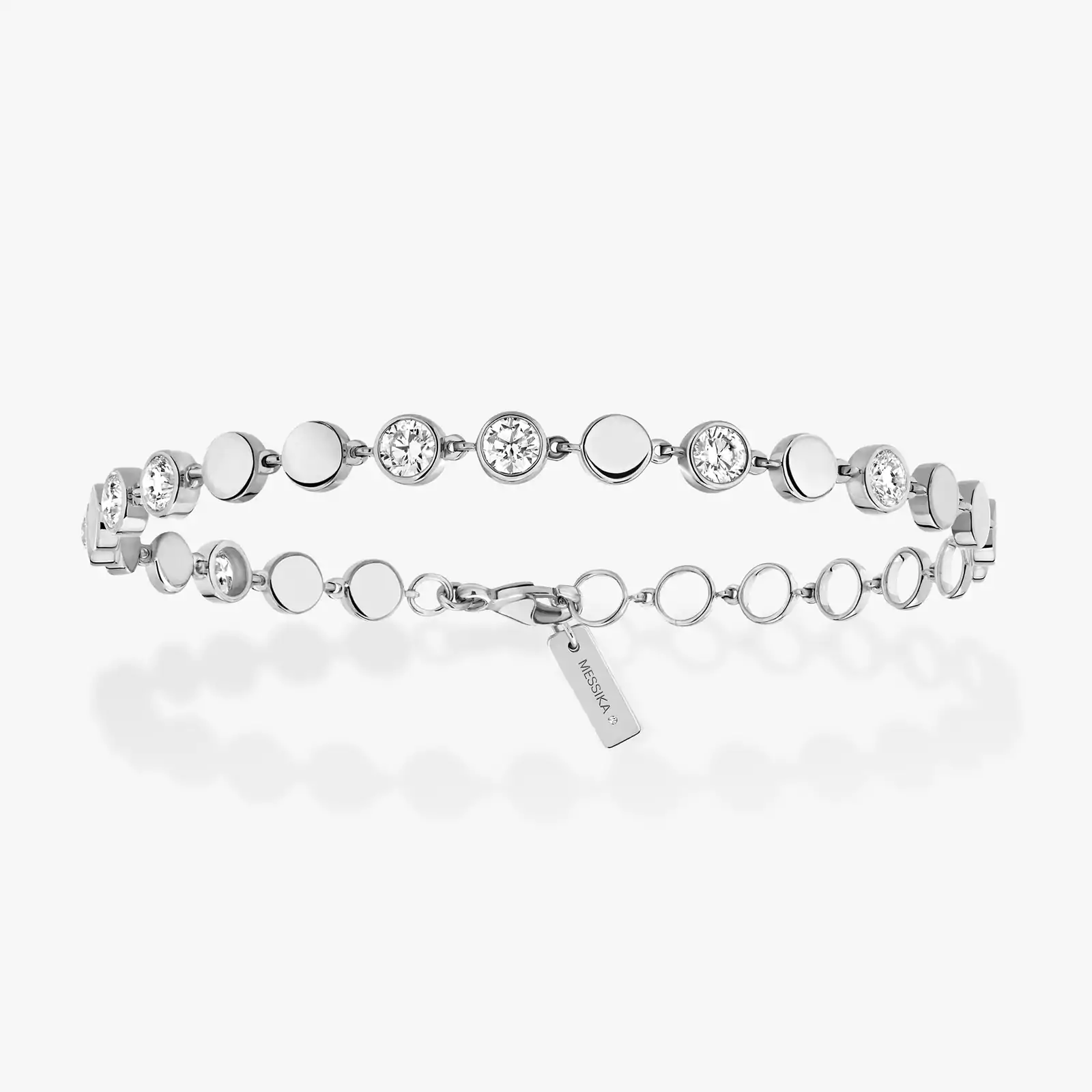 D-Vibes手链 中号款 白金 钻石  她的珍礼 手链 12484-WG