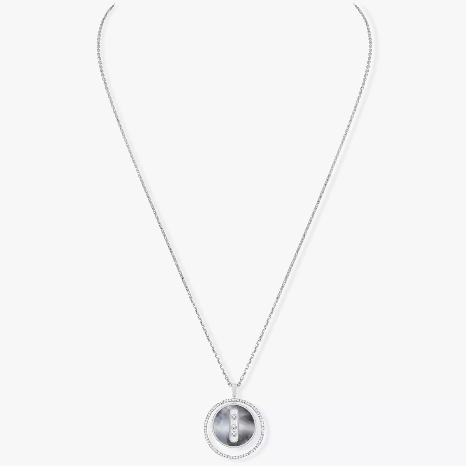 Grey mother-of-pearl Lucky Move MM White Gold For Her Diamond Necklace 10837-WG