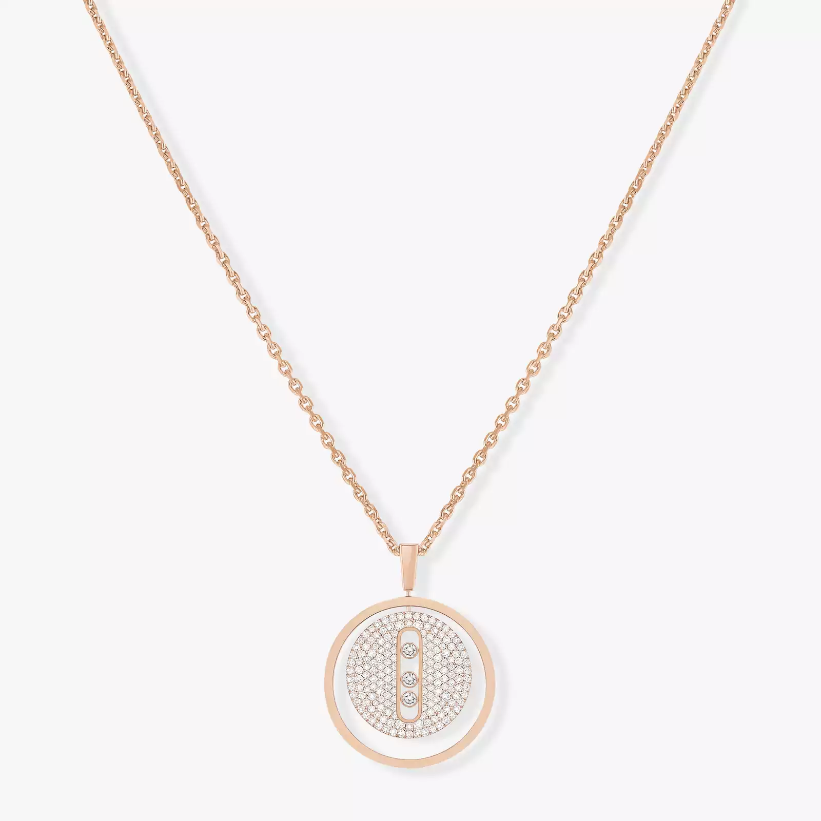 Lucky Move系列密镶钻石中号款 玫瑰金 钻石  她的珍礼 项链 07395-PG