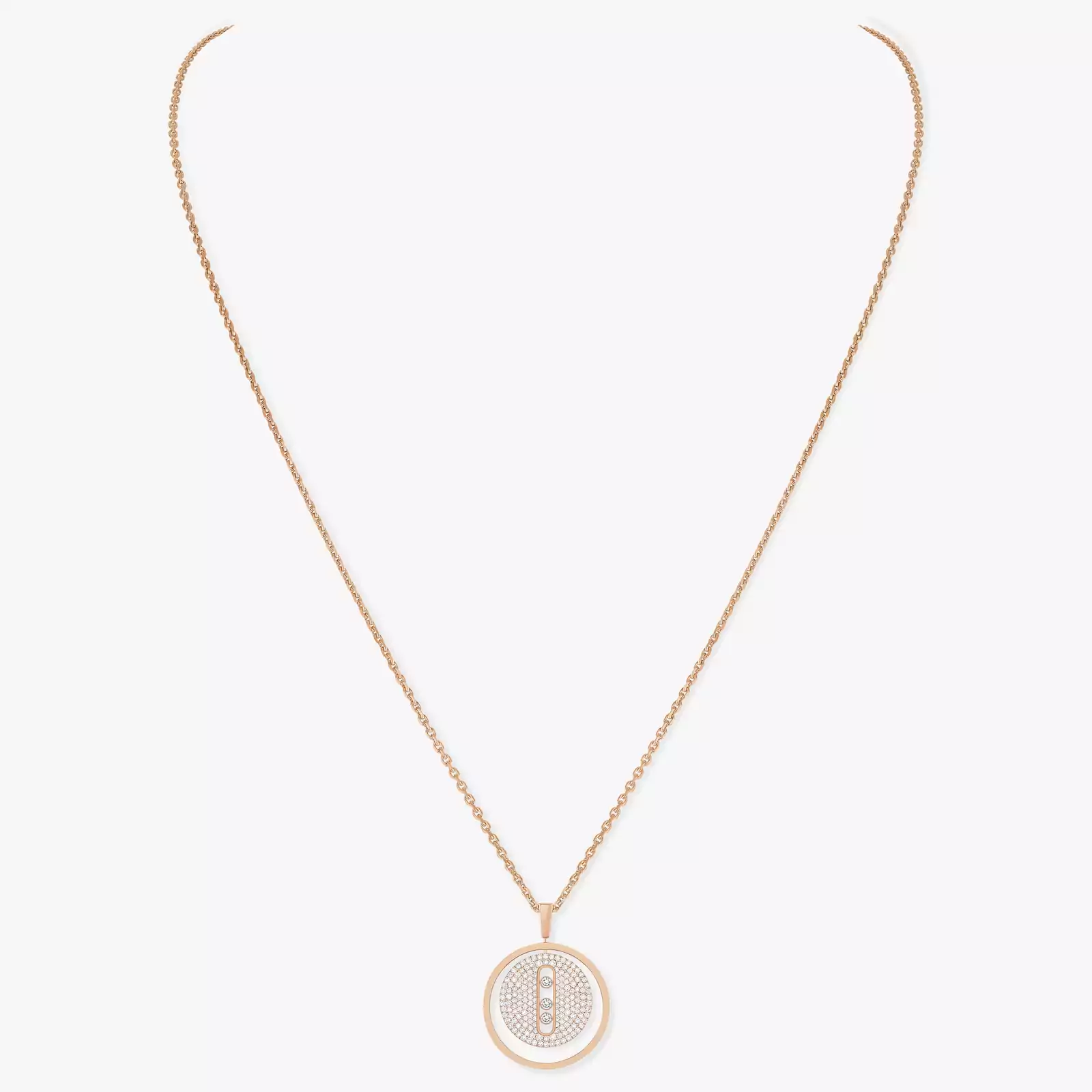 Lucky Move系列密镶钻石中号款 玫瑰金 钻石  她的珍礼 项链 07395-PG