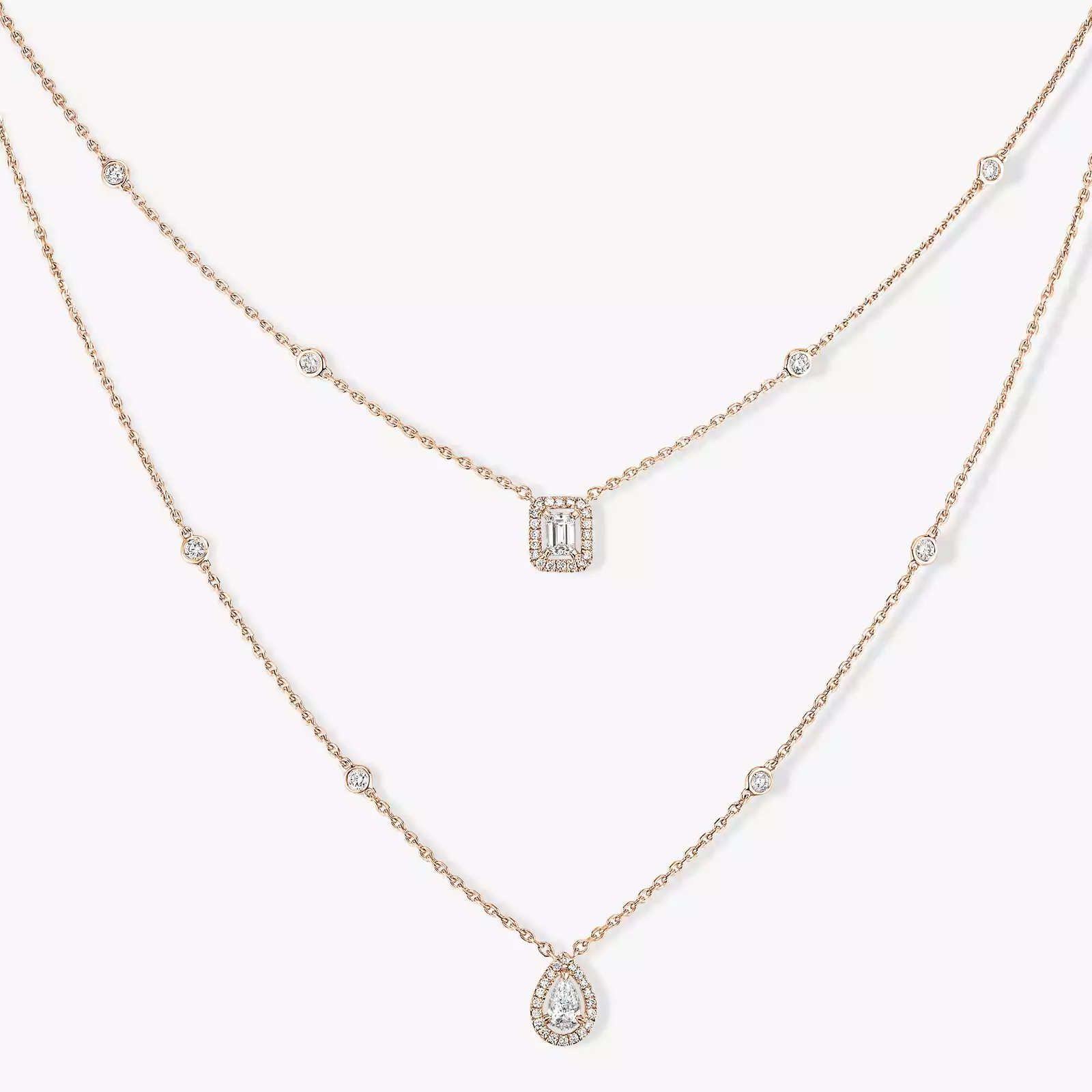 Collier Femme Or Rose Diamant My Twin 2 Rangs 06506-PG