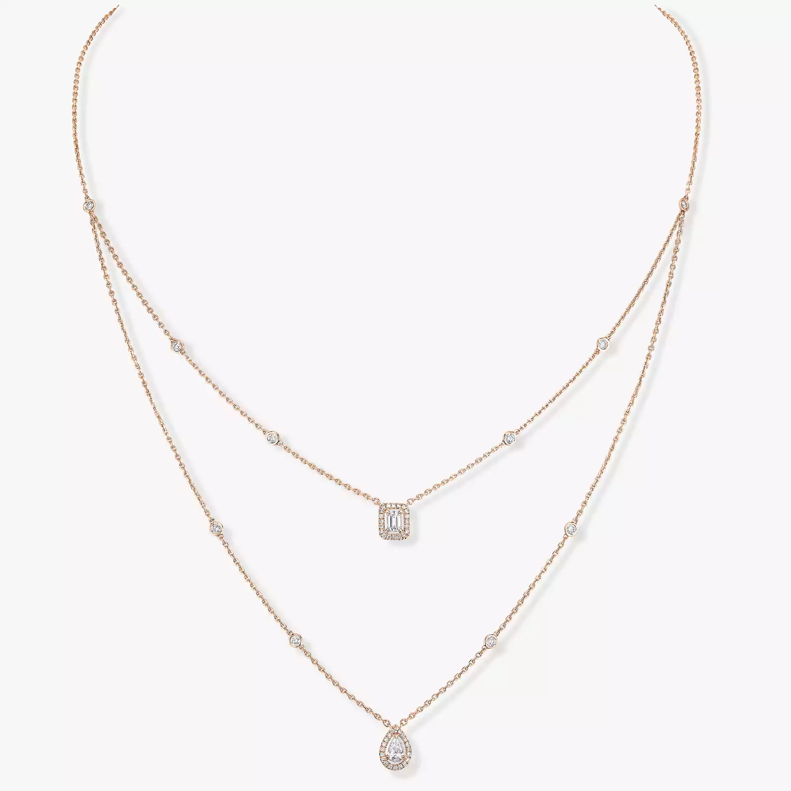 Collier Femme Or Rose Diamant My Twin 2 Rangs 06506-PG