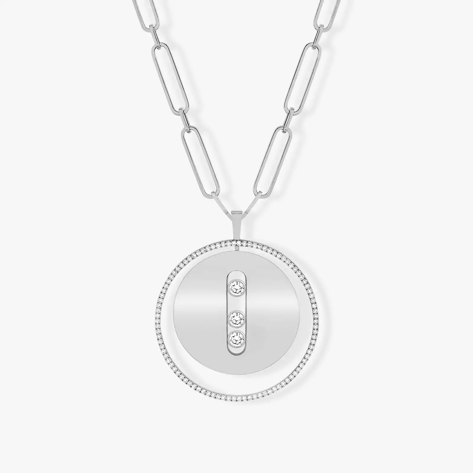 Lucky Move Long Necklace LM White Gold For Her Diamond Necklace 10126-WG