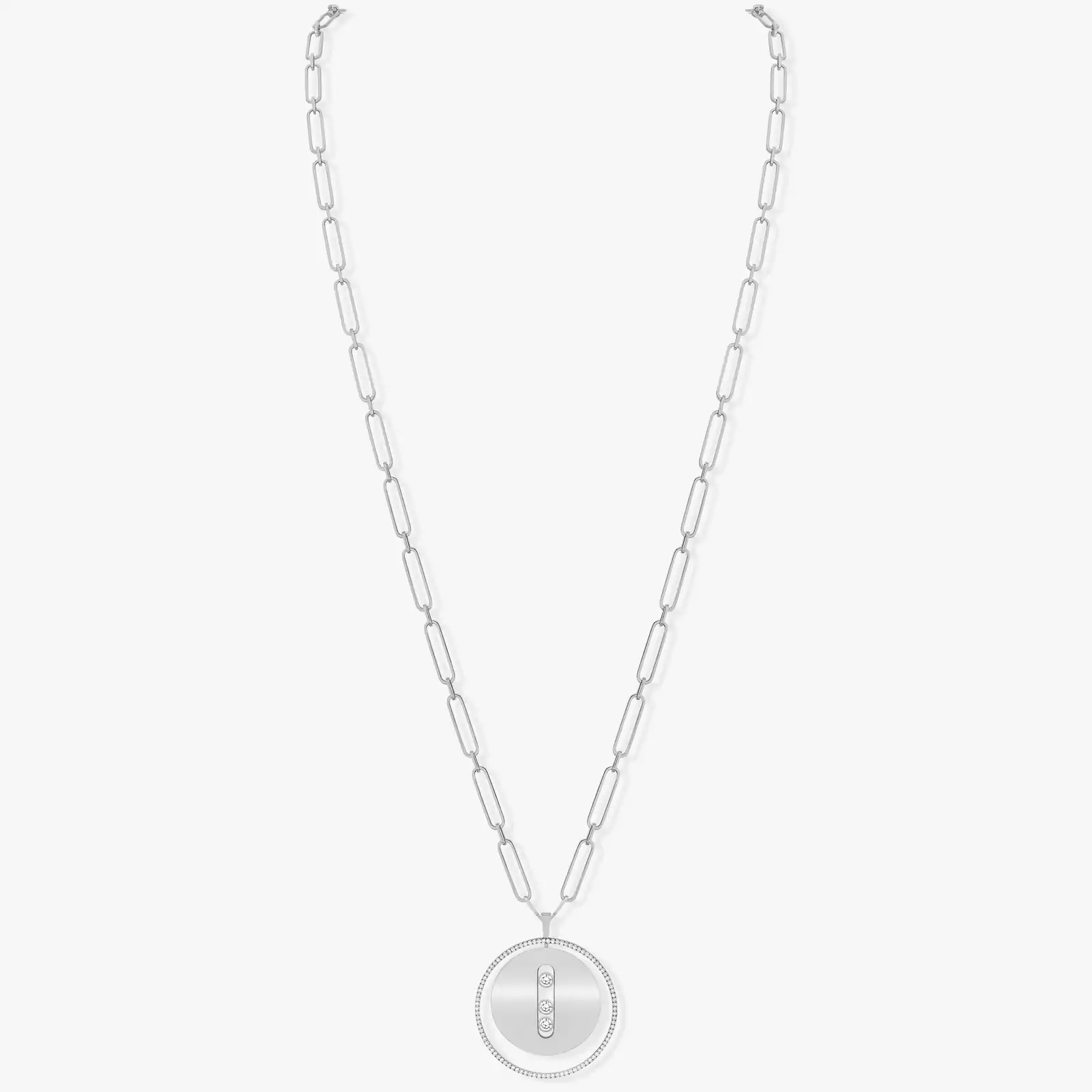 Lucky Move Long Necklace LM White Gold For Her Diamond Necklace 10126-WG