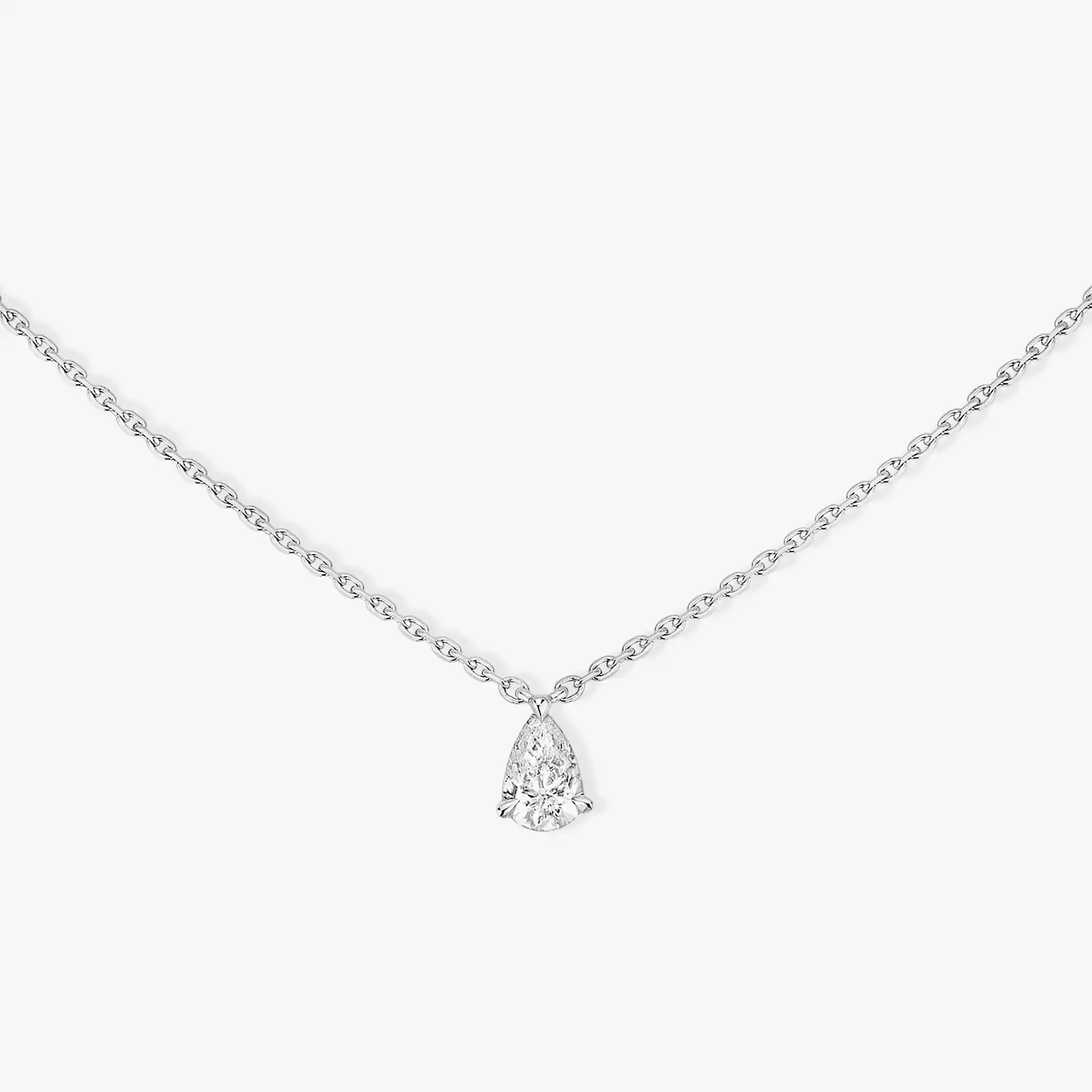 Solitaire Poire  White Gold For Her Diamond Necklace 08017-WG
