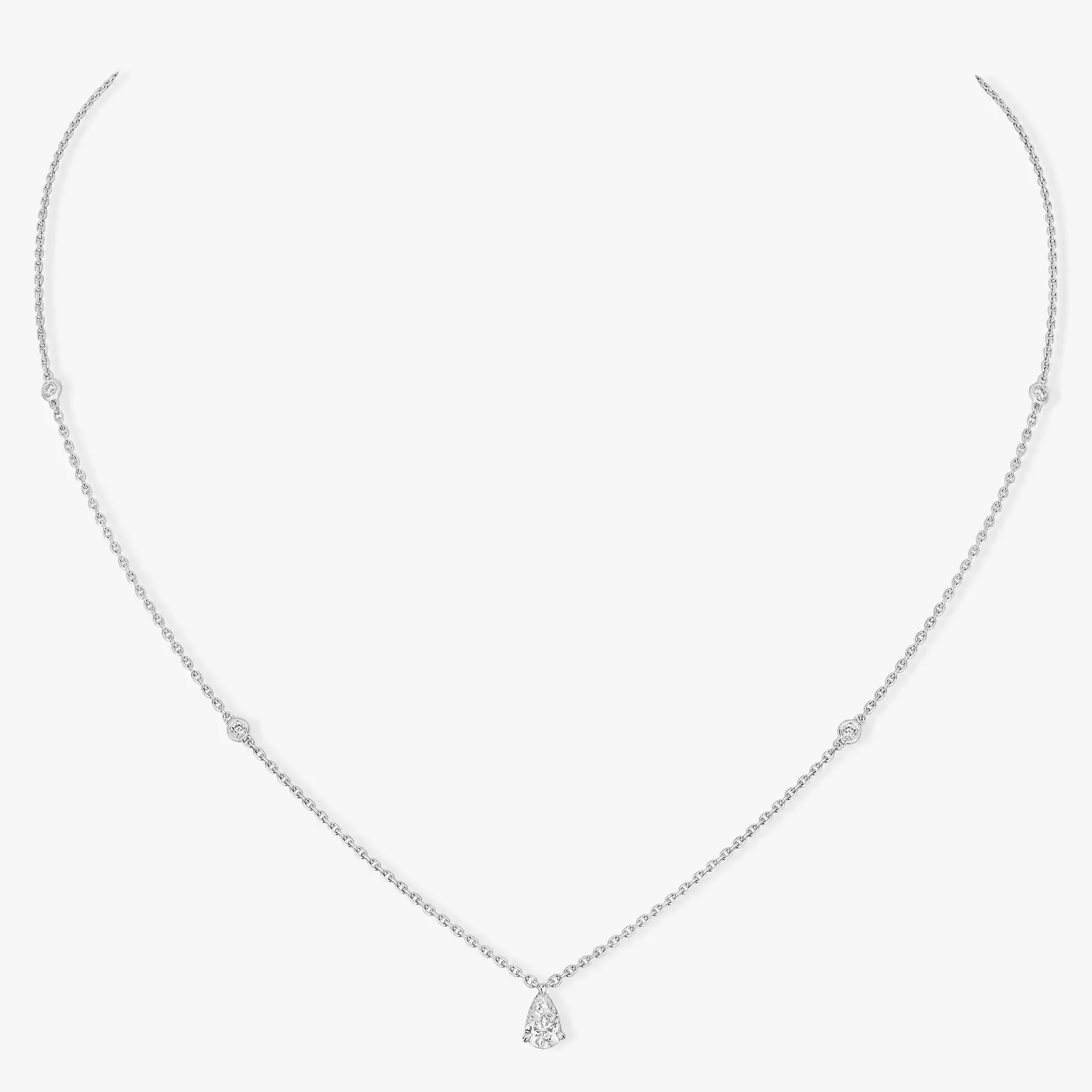 Solitaire Poire  White Gold For Her Diamond Necklace 08017-WG