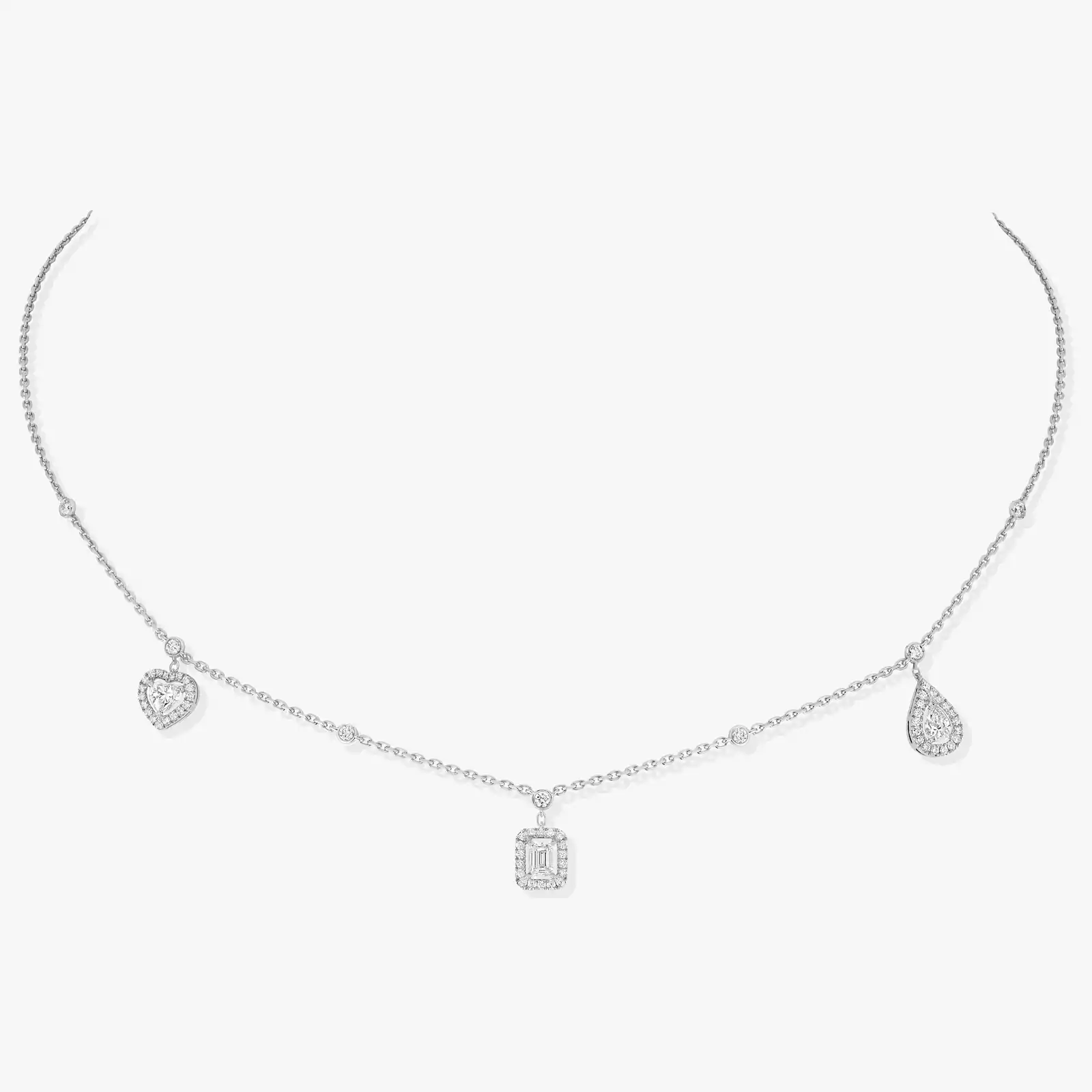 ネックレス 女性への ホワイトゴールド ダイヤモンド  《マイ ツイン》トリオ 3×0.15ct 11945-WG