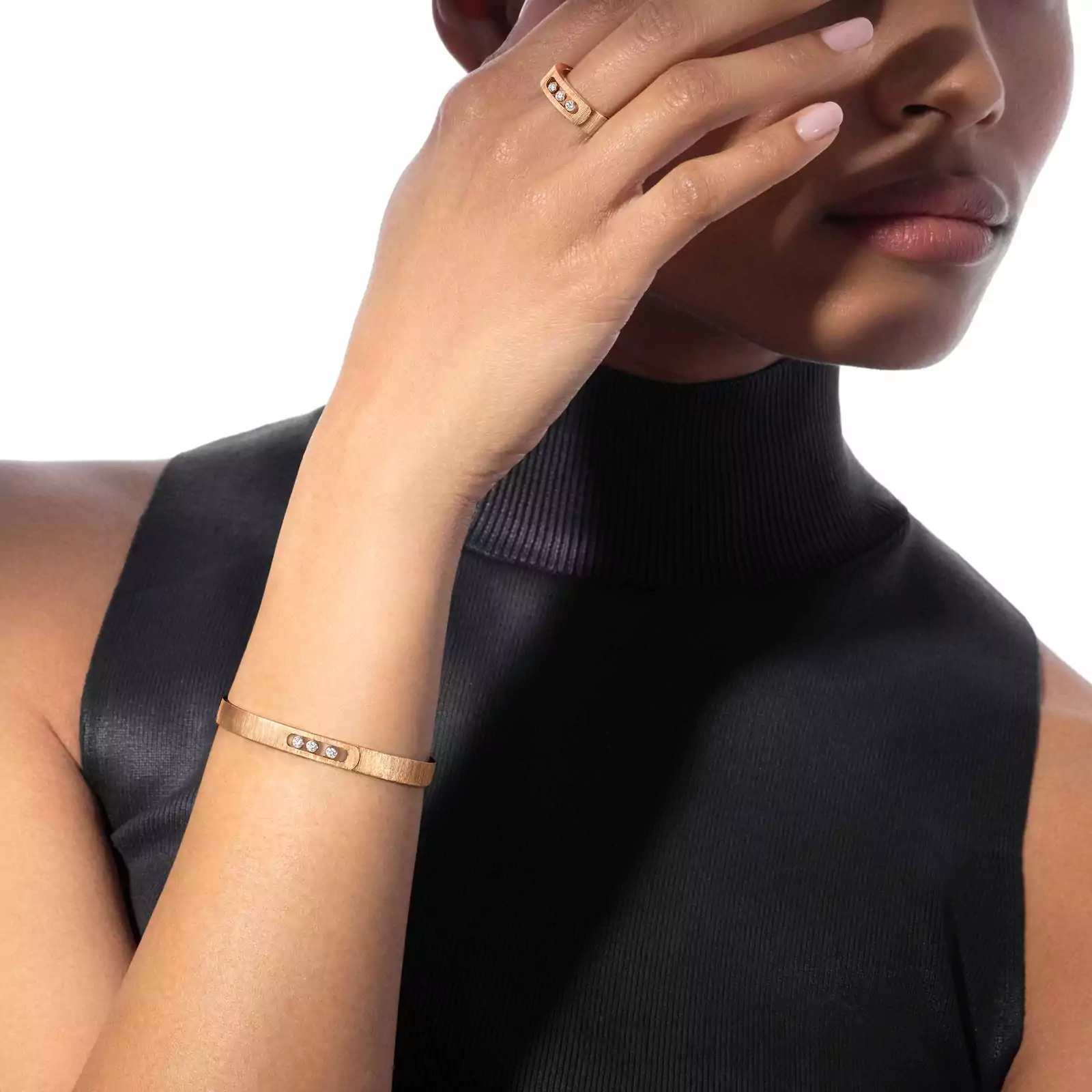 Move Noa Ciselé手镯 Pink Gold Diamond Mixed Bracelet 14481-PG