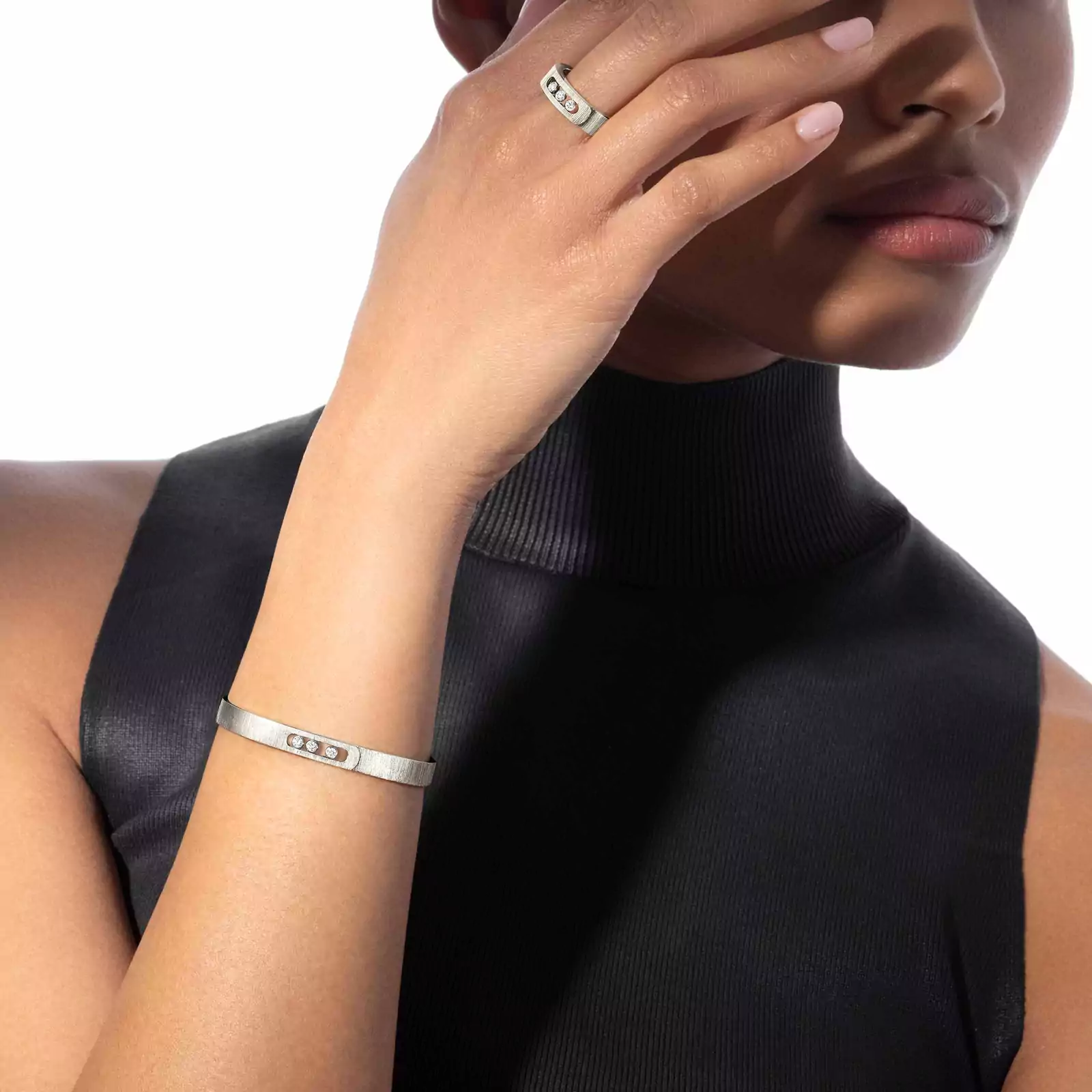 Bracelet Mixed White Gold Diamond Move Noa Ciselé Bangle 14481-WG
