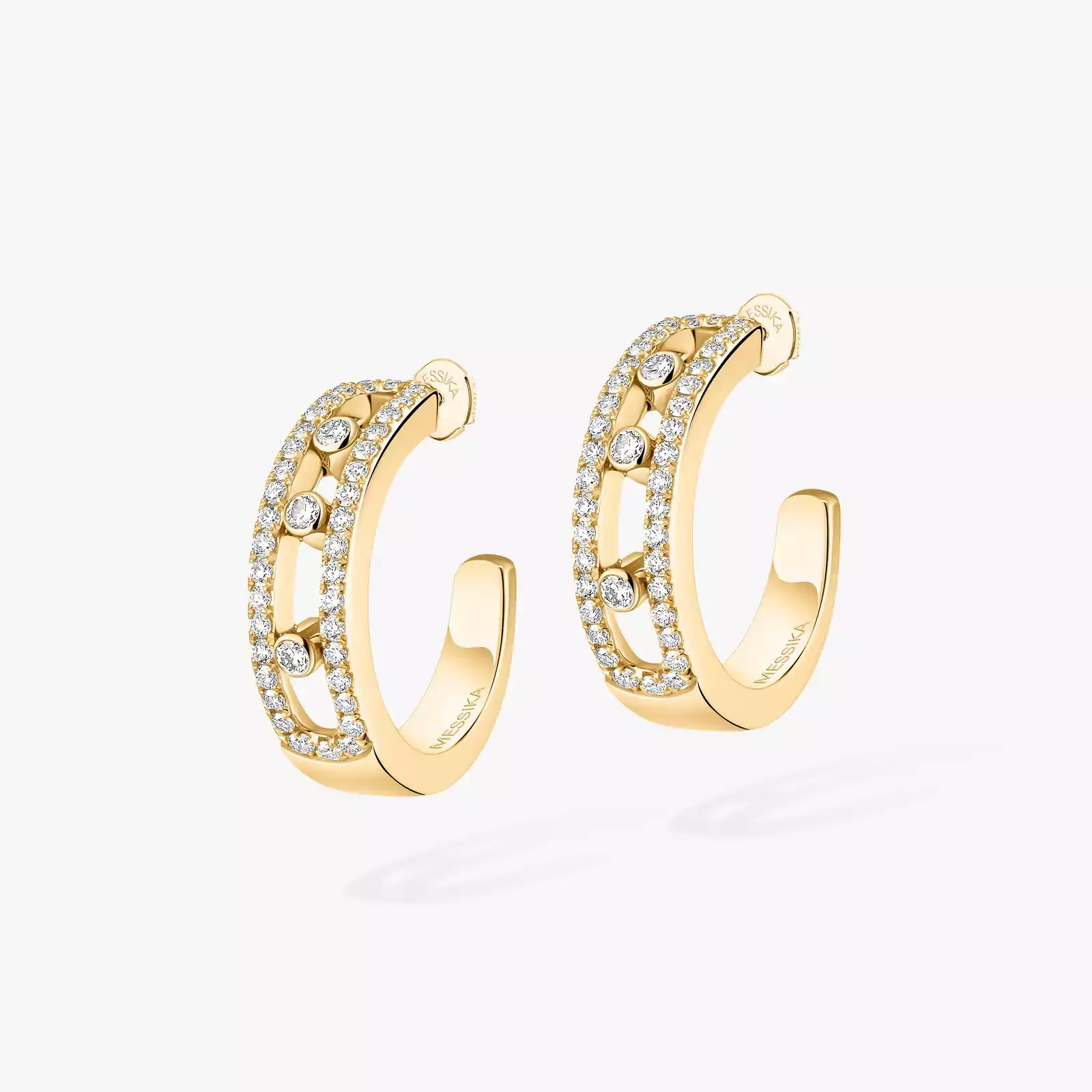 Earrings For Her Yellow Gold Diamond 무브 파베 후프 04993-YG