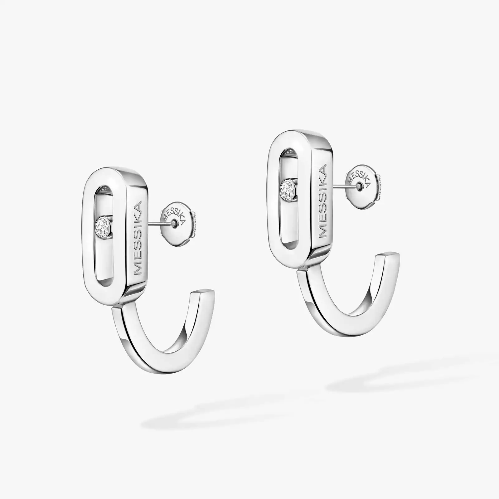Move Uno Mini Hoops  White Gold For Her Diamond Earrings 10050-WG