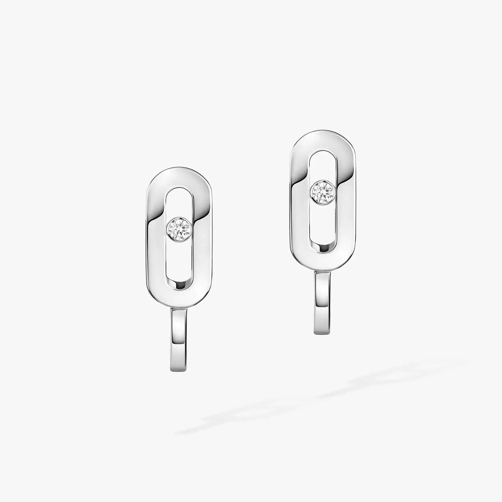 Move Uno Mini Hoops  White Gold For Her Diamond Earrings 10050-WG