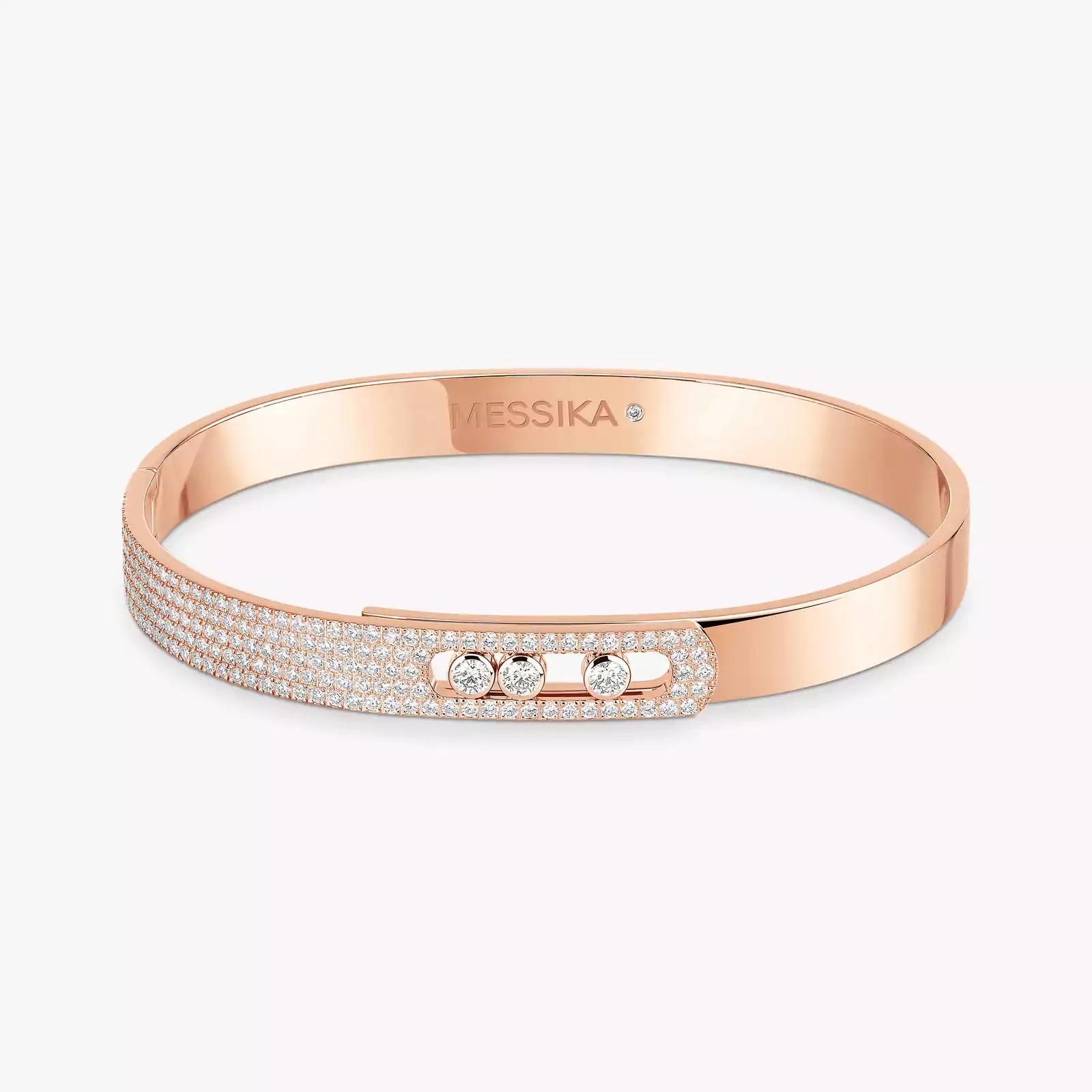 Move Noa Semi-Pavé Bangle Large Size Pink Gold For Her Diamond Bracelet 13913-PG
