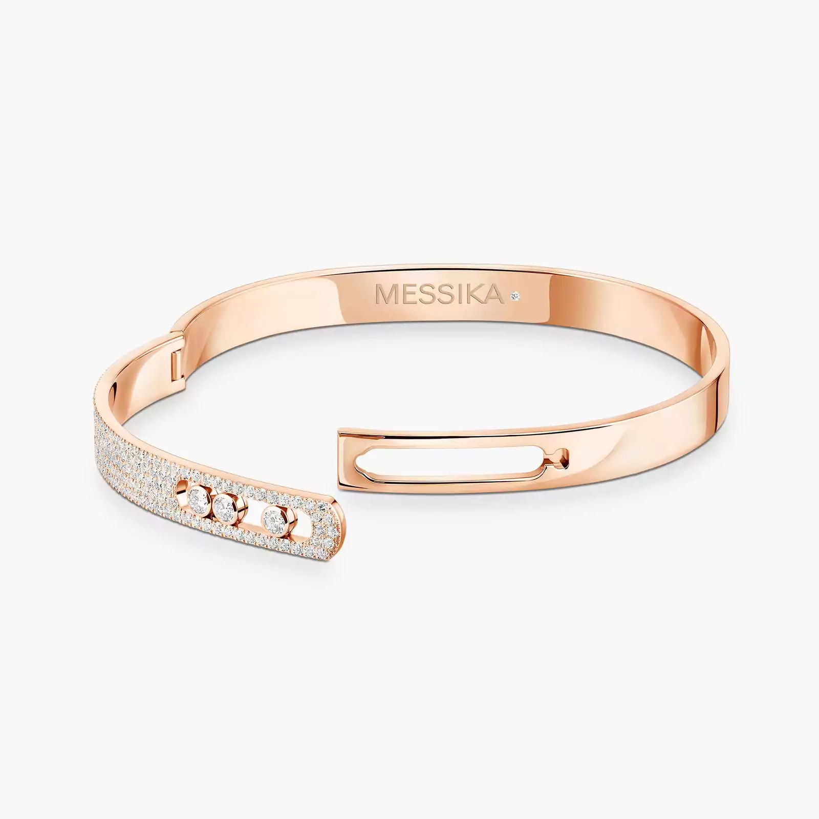 Move Noa Semi-Pavé Bangle Large Size Pink Gold For Her Diamond Bracelet 13913-PG