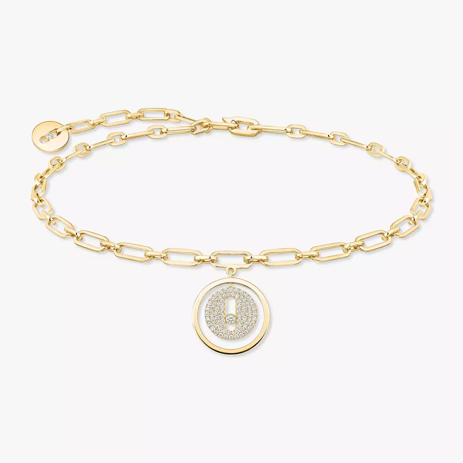 Lucky Move Diamond Pavé Ankle Bracelet Yellow Gold For Her Diamond Bracelet 12151-YG