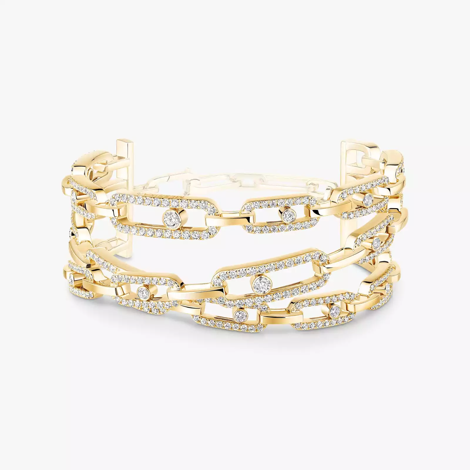 Bracelet Femme Or Jaune Diamant Manchette 3 rangs Move Link 13512-YG
