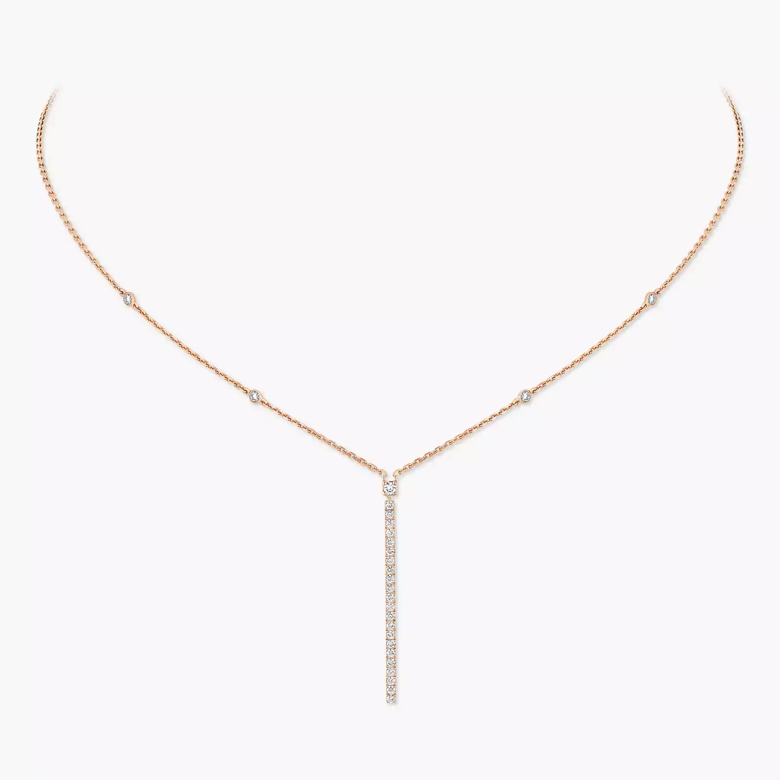 Gatsby Vertical Bar Pink Gold For Her Diamond Necklace 05448-PG