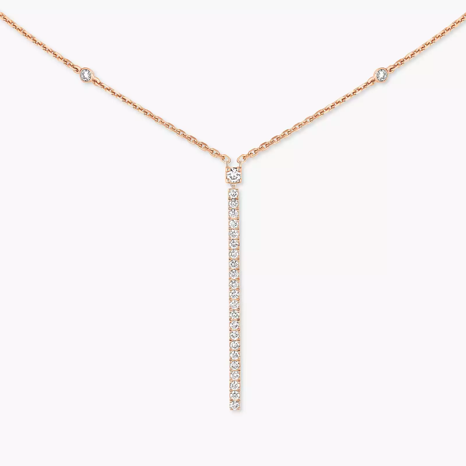 Gatsby Vertical Bar Pink Gold For Her Diamond Necklace 05448-PG