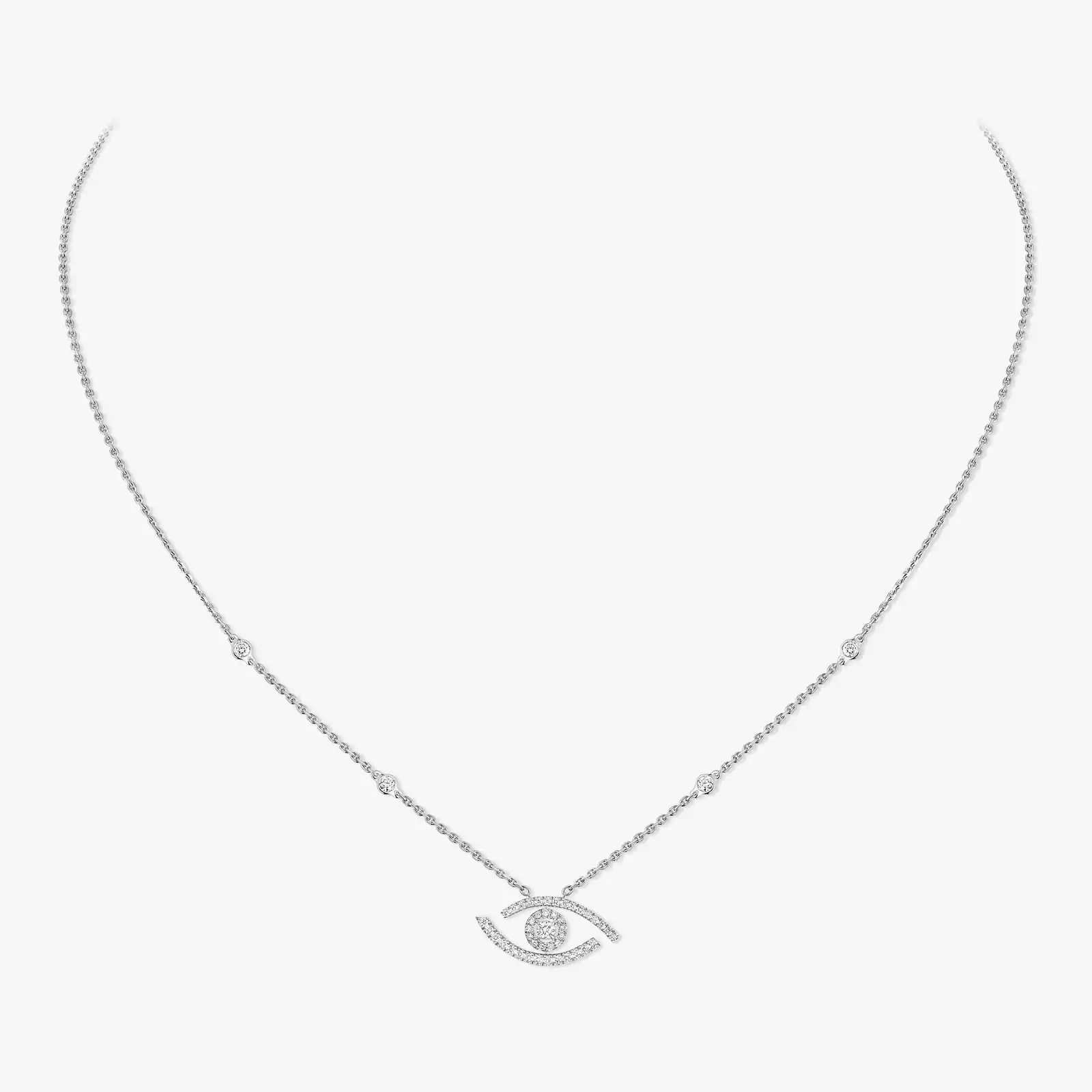 Lucky Eye Pavé White Gold For Her Diamond Necklace 07525-WG