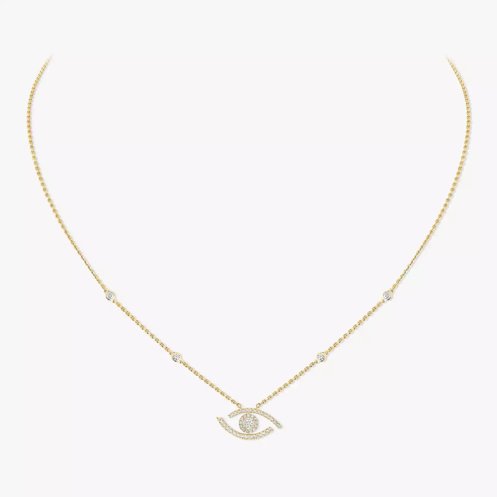 Collar Mujer Oro amarillo Diamante Collar Lucky Eye Pavé 07525-YG