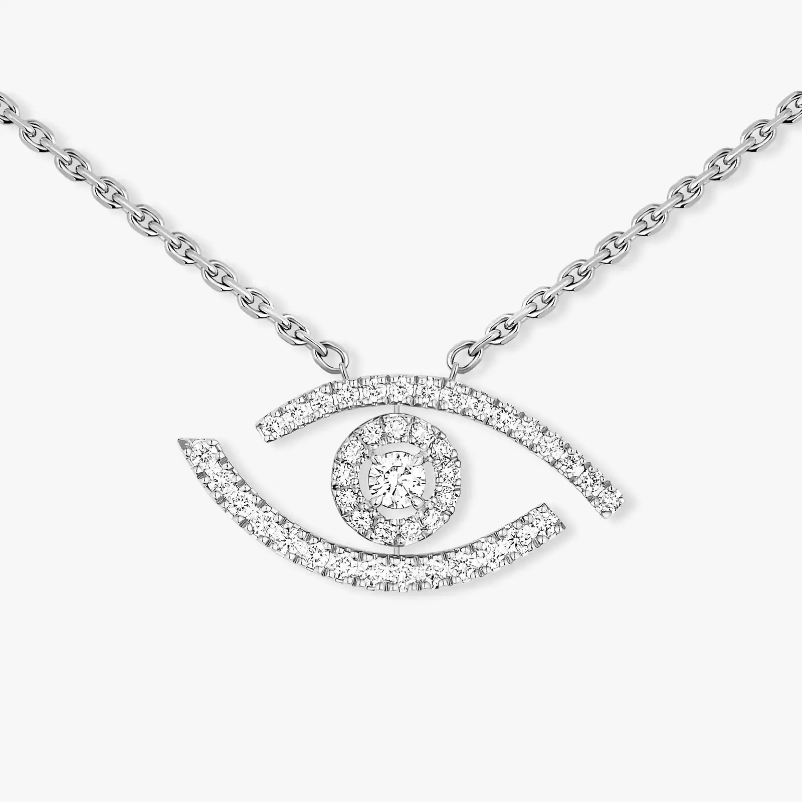 Lucky Eye Pavé White Gold For Her Diamond Necklace 07525-WG