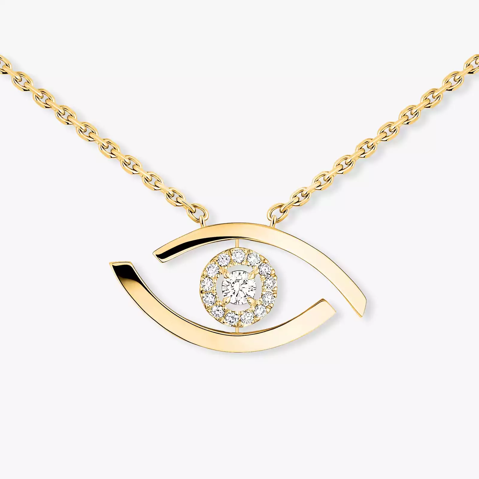 Necklace For Her Yellow Gold Diamond Lucky Eye 07524-YG
