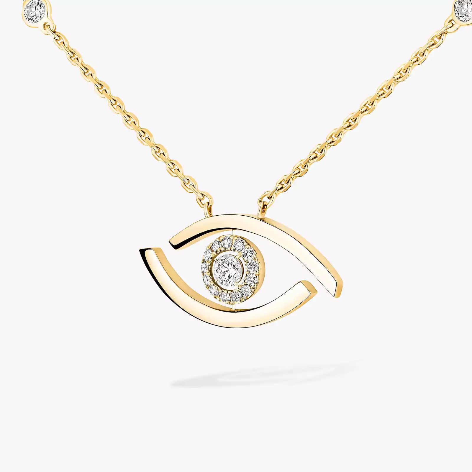 Necklace For Her Yellow Gold Diamond Lucky Eye 07524-YG