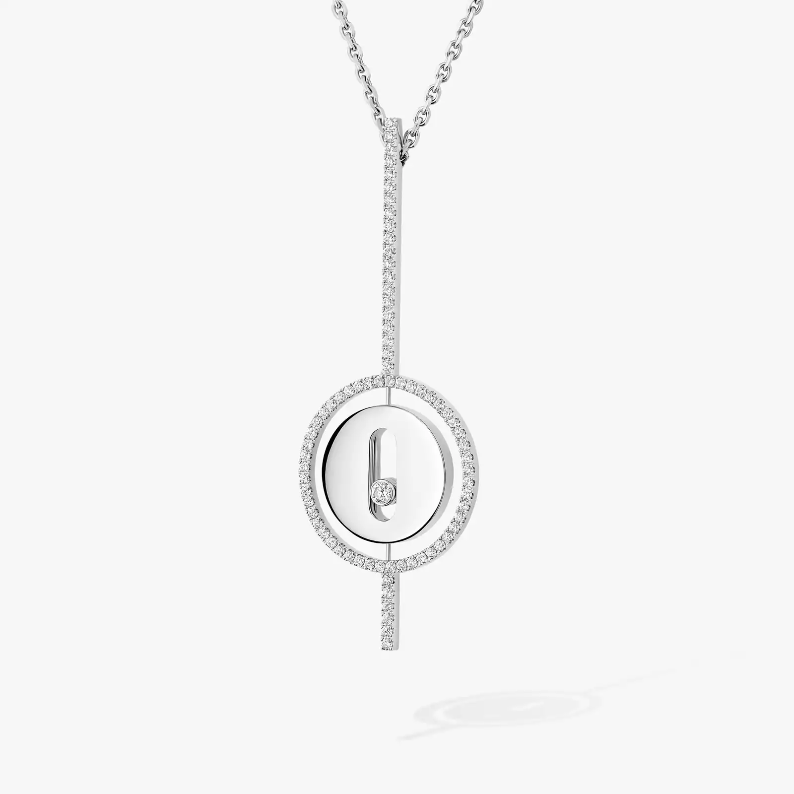 Necklace For Her White Gold Diamond Lucky Move Arrow 10113-WG