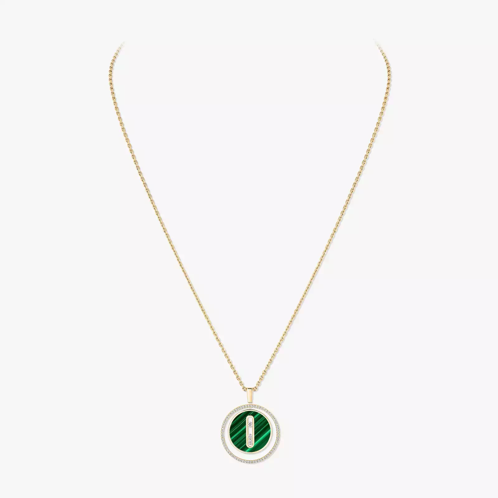 Lucky Move孔雀石中号款 黄金 钻石  她的珍礼 项链 10840-YG
