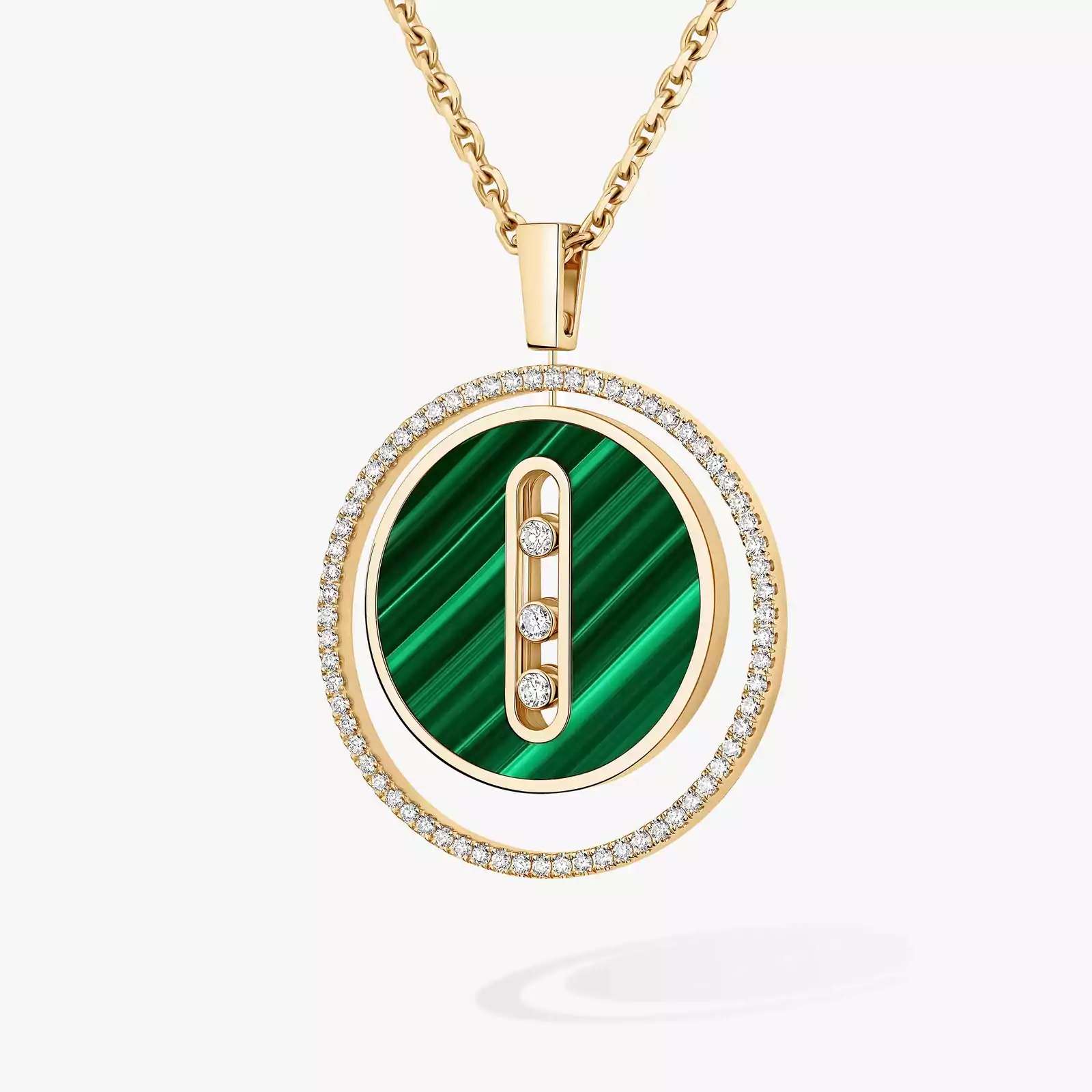 Lucky Move孔雀石中号款 黄金 钻石  她的珍礼 项链 10840-YG