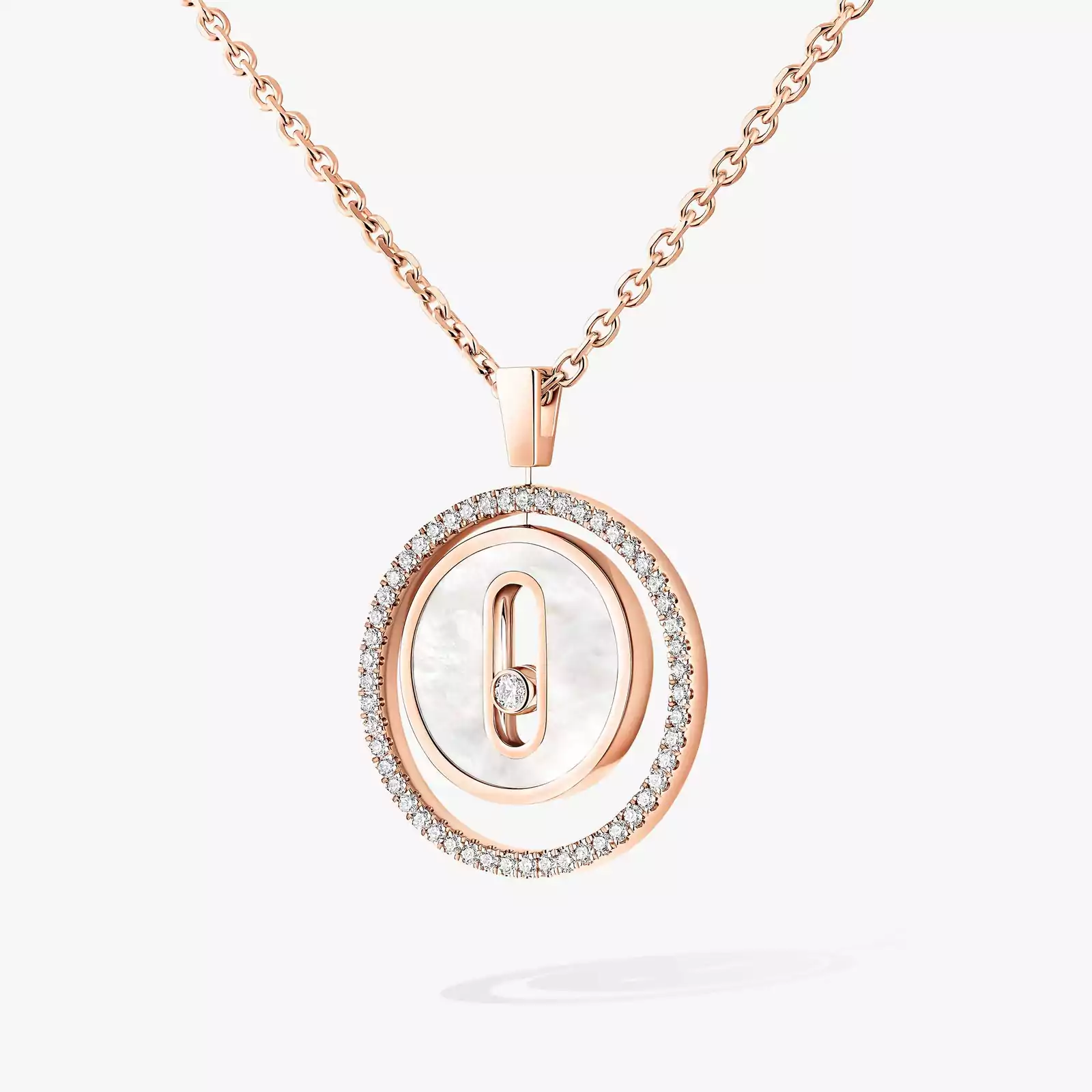 Collier Femme Or Rose Diamant Lucky Move PM Nacre Blanche 11650-PG