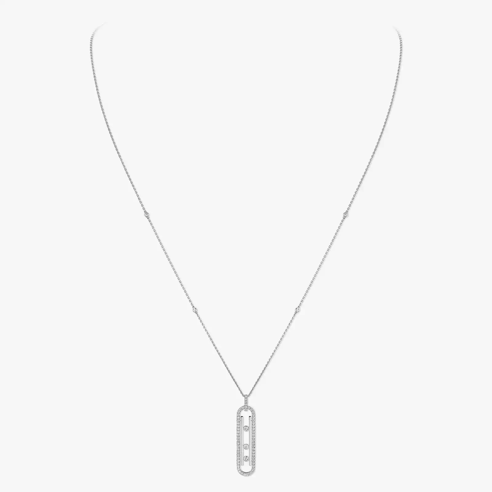 Move 10th项链 小号款  White Gold Diamond For Her Necklace 10032-WG