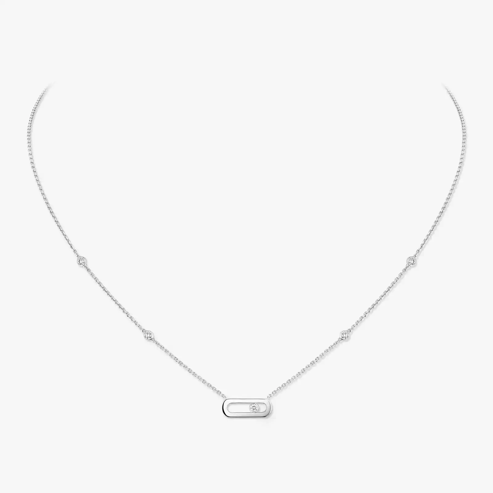 Necklace For Her White Gold Diamond Gold Move Uno 10053-WG
