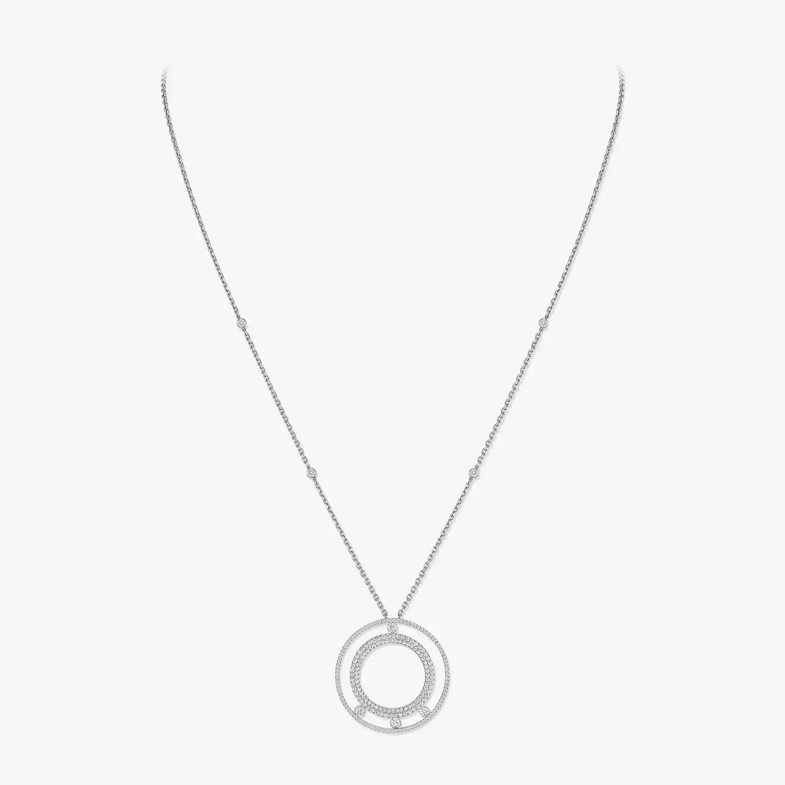 Necklace For Her White Gold Diamond Collar largo con pavé Move Romane 11317-WG