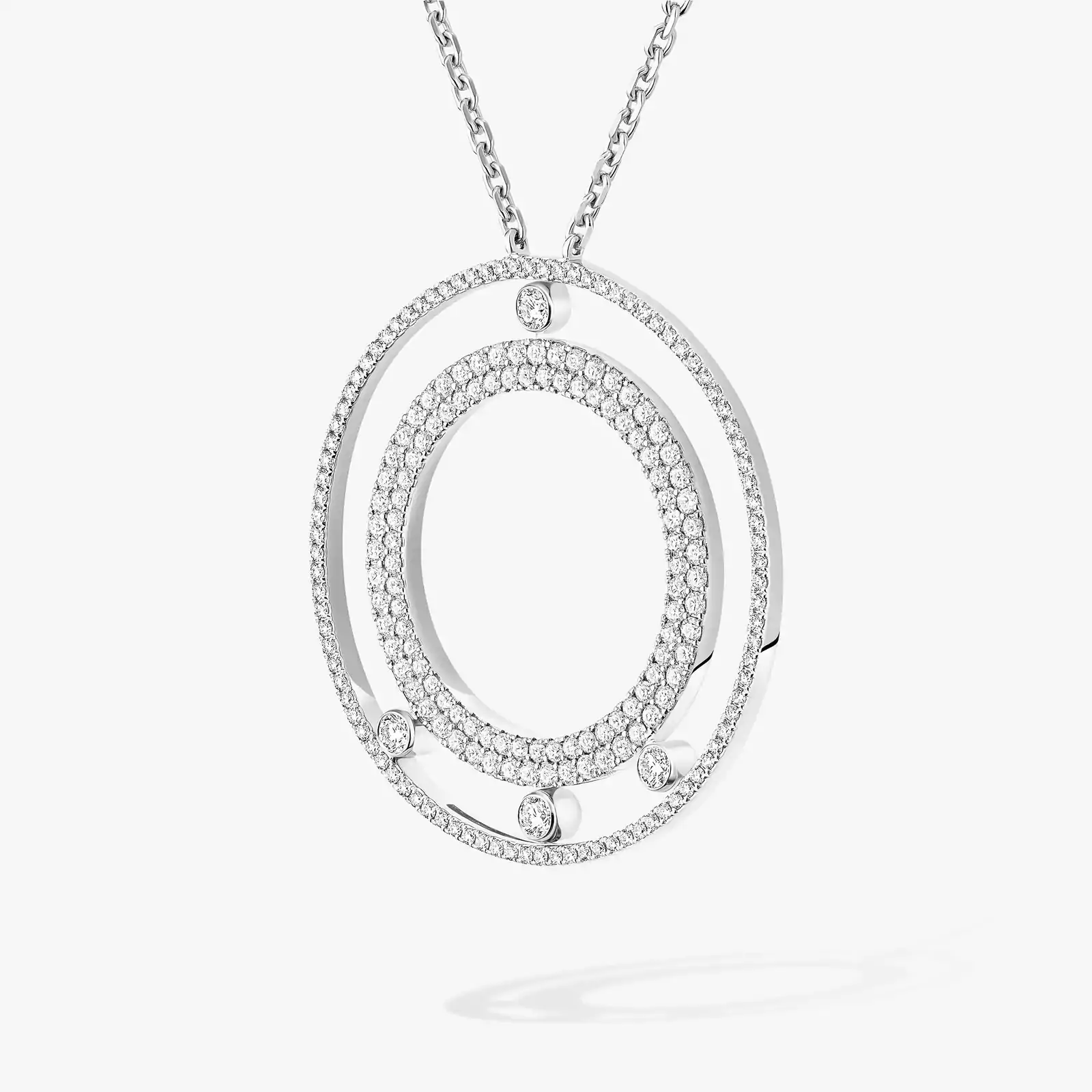 Necklace For Her White Gold Diamond Collar largo con pavé Move Romane 11317-WG