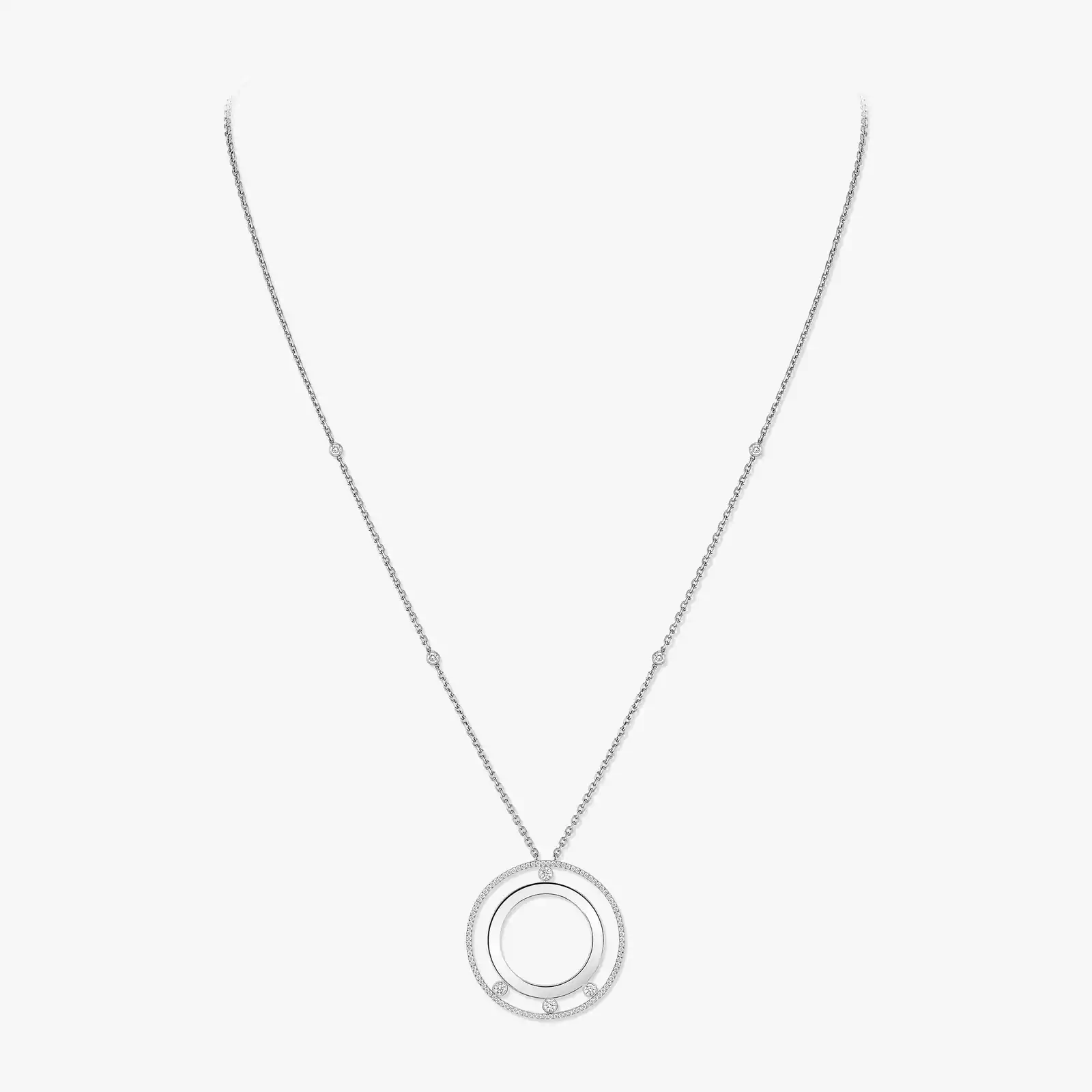 Necklace For Her White Gold Diamond Move Romane Long Necklace 11169-WG